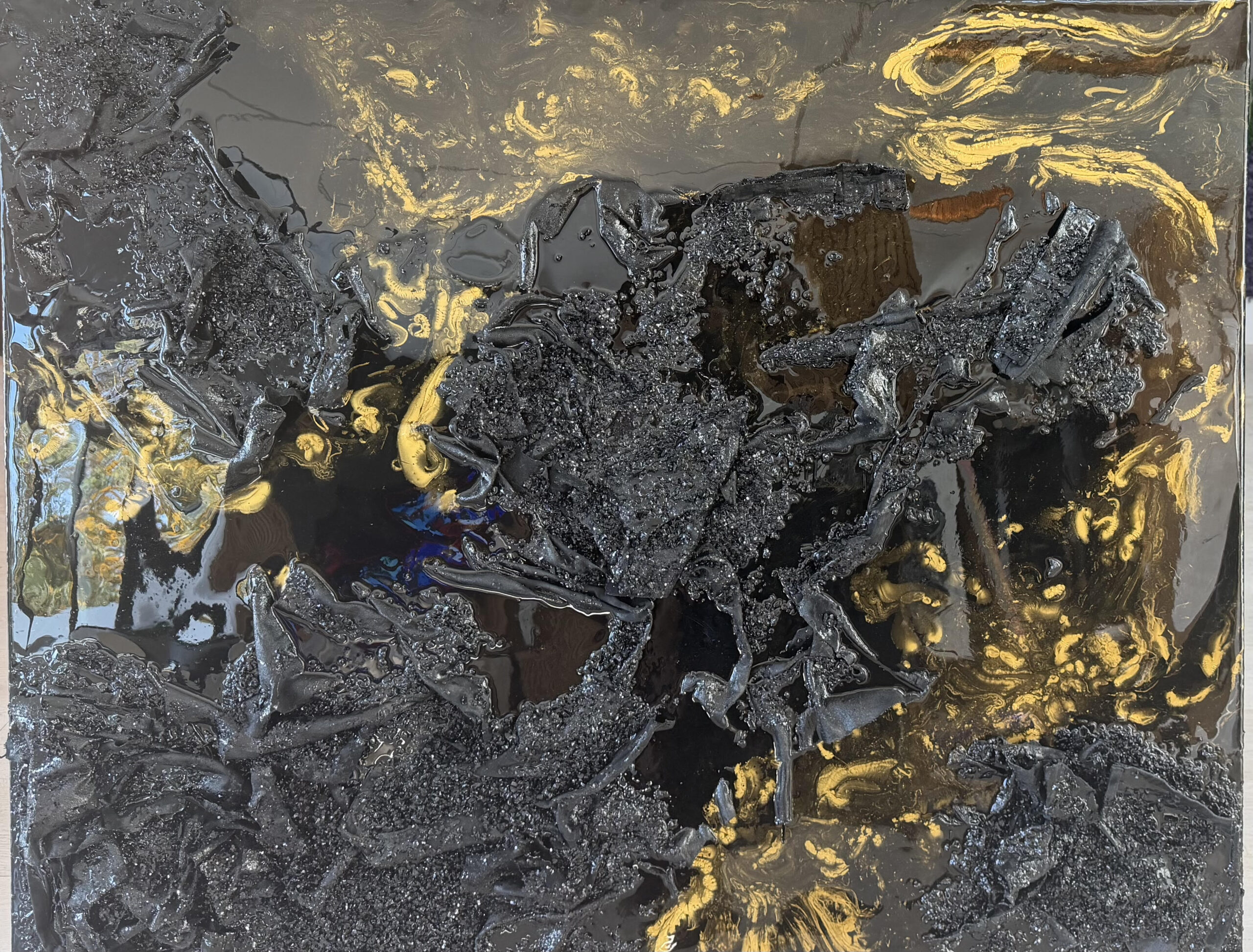 Black & Gold River with Denim Crushed Glass
